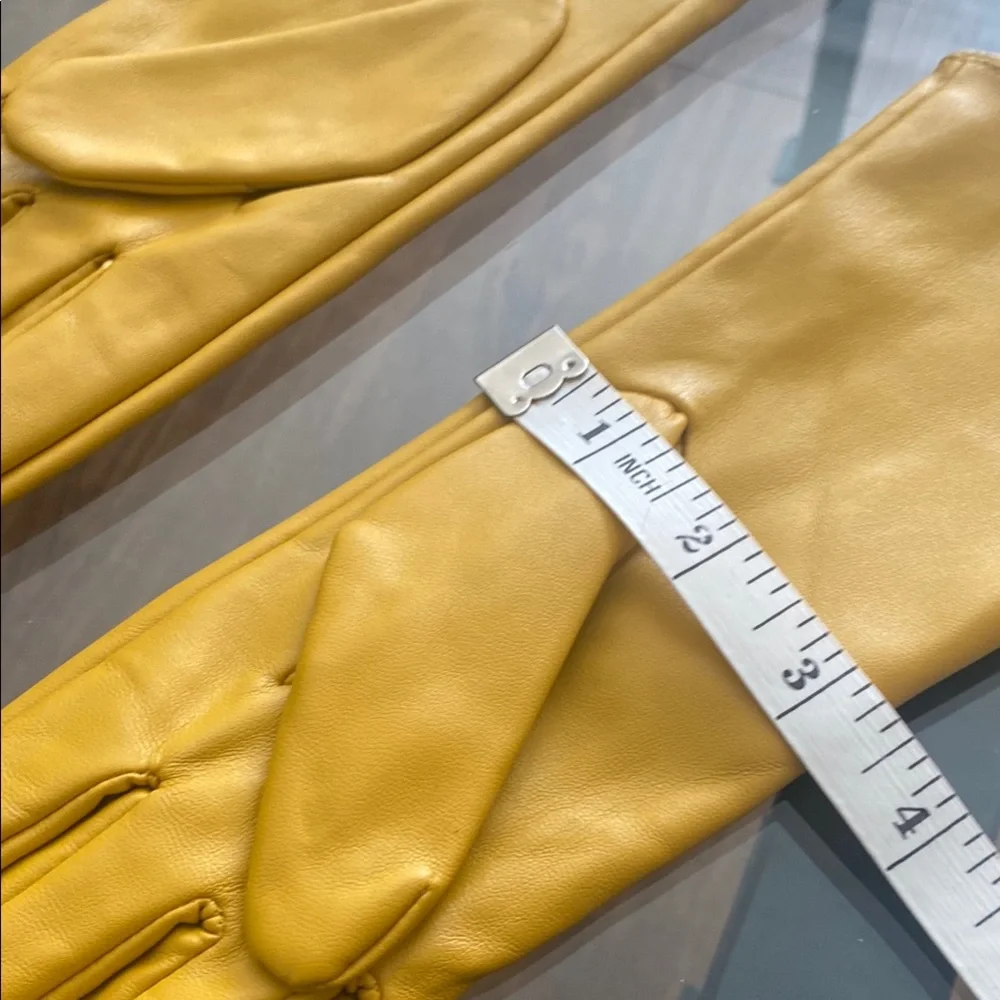 Mustard Yellow Leather Gloves size Small